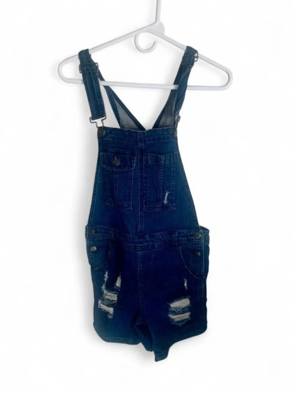 No Boundaries y2k blue denim distressed overalls short size small